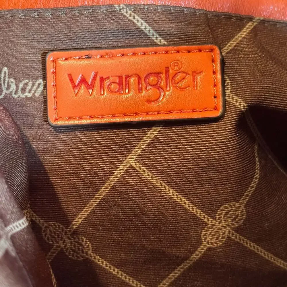 Wrangler Orange & Turquoise Tote Crossbody Shoulder Bag Western Boho